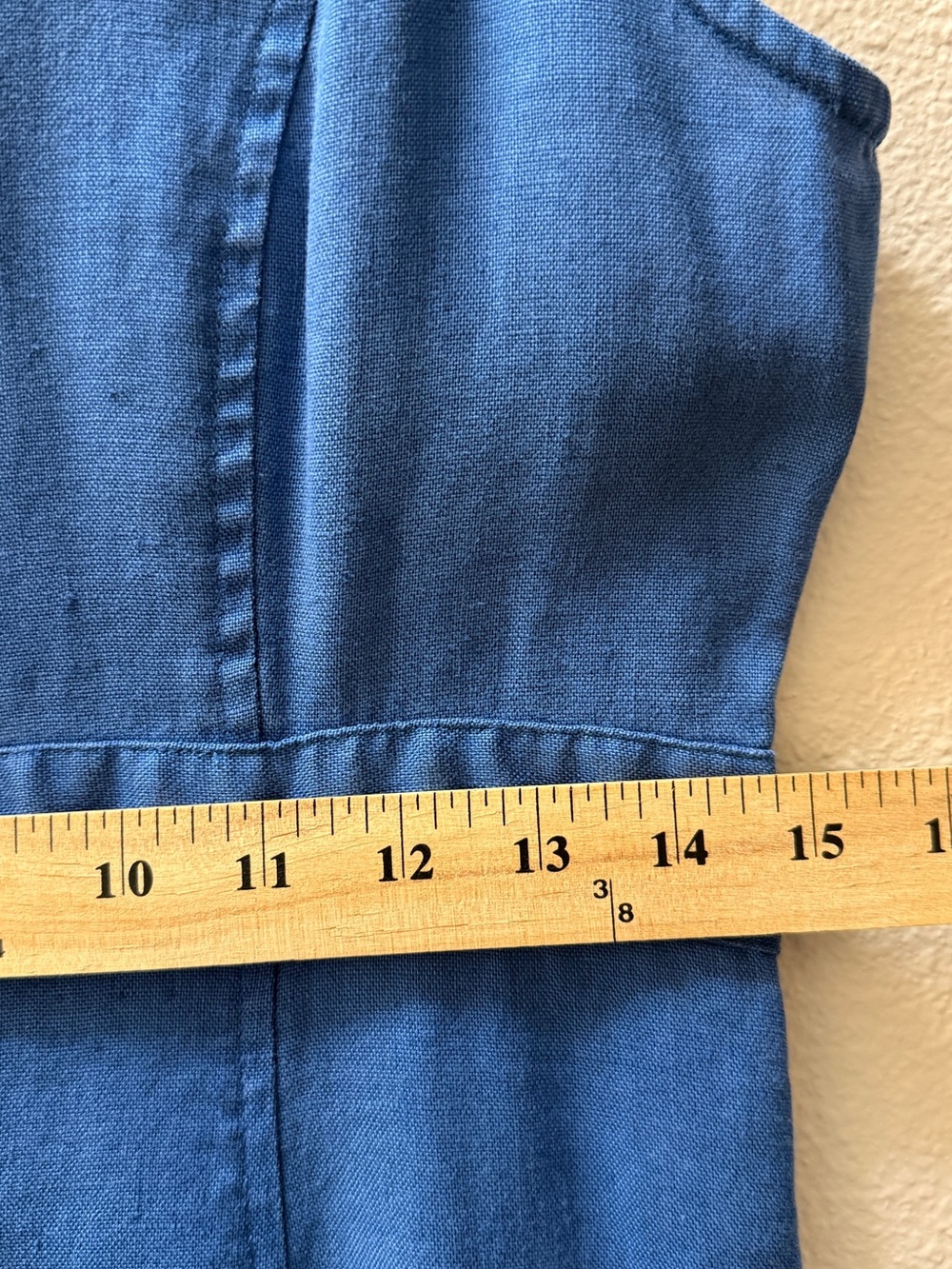 Vintage 90s Eddie Bauer 100% Linen Midi Dress XSP Coastal Grandma Blue Boho - Picture 6 of 9